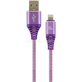 GEMBIRD USB-A 2.0 -> Lightning M/M adatkábel 1m lila-fehér Premium CC-USB2B-AMLM-1M-PW small