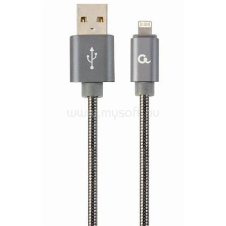 GEMBIRD USB-A 2.0 -> Lightning M/M adatkábel 2m szürke Premium spiral metal