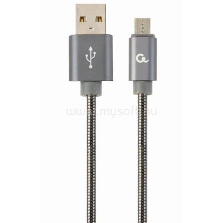 GEMBIRD USB-A 2.0 -> USB-B 2.0 micro M/M adatkábel 1m szürke Premium spiral metal