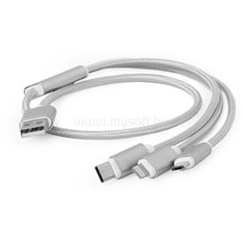 GEMBIRD USB-A 2.0 -> USB-C USB-B 2.0 micro Lightning töltőkábel 1m ezüst CC-USB2-AM31-1M-S small