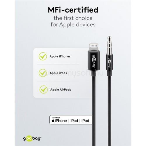 GOOBAY Apple Lightning audio csatlakozókábel (3,5 mm), 1 m, fekete