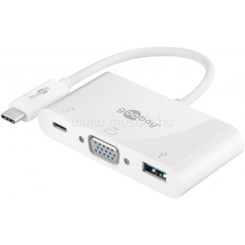 GOOBAY USB-C többportos adapter USB 3.0+VGA+C PD, fehér