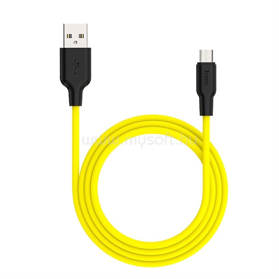 HOCO X21 szilikon töltőkábel Micro USB 1m, sárga