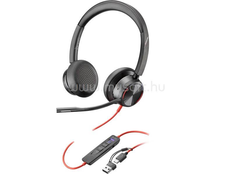 HP Poly Blackwire 8225 Stereo Microsoft Teams Certified USB-C Headset +USB-C/A Adapter