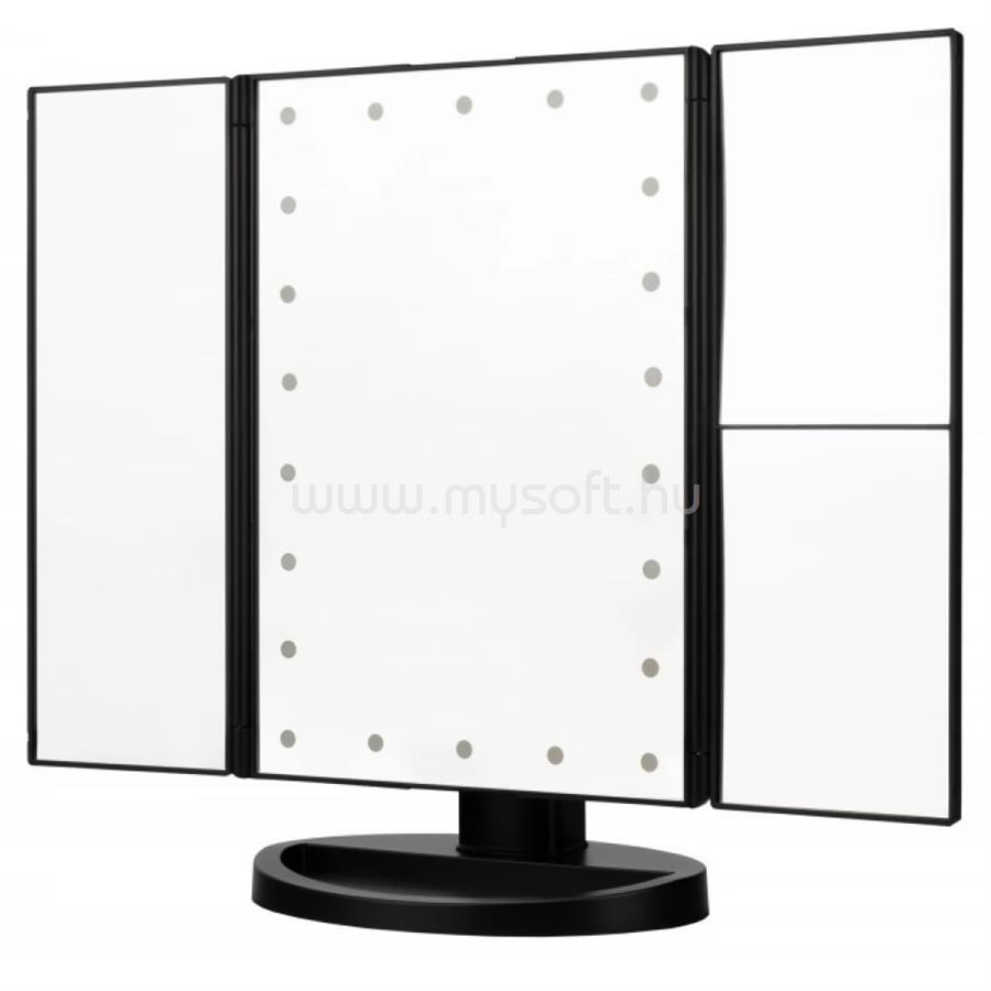 HUMANAS ML04 kihajtható sminktükör, AAA elem vagy  mikro USB, 16 x 23,5 cm, LED 2 nagyító tükör, 21 db LED,