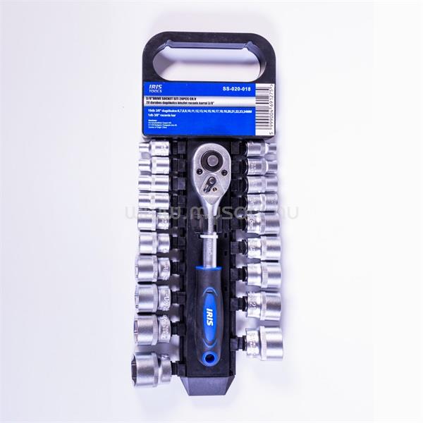 IRIS TOOLS SS-020-018 20 darabos dugókulcs készlet racsnis karral 3/8"