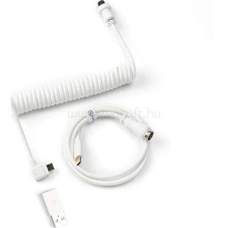 KEYCHRON Coiled Aviator USB-C -> USB-C M/M adatkábel 1.36m fehér 90°/egyenes