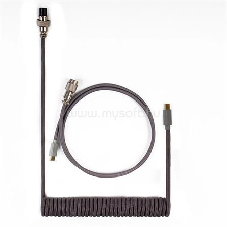 KEYCHRON Coiled Aviator USB-C M/M adatkábel 0.9m szürke (+USB-C - USB-A adapter)