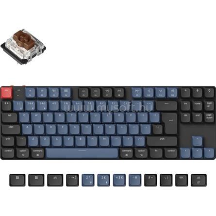 KEYCHRON K1 Pro Gateron low-profile MX 2.0 Mechanical Brown mechanikus Bluetooth / USB-C billentyűzet angol lokalizáció (fekete-kék)