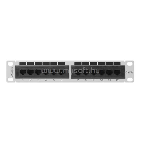 LANBERG Patch panel 12 port 1U 10" CAT.5e szürke