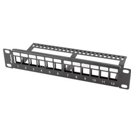 LANBERG patch panel blank 12 port 1U with organizer for keystone modules black PPKS-9112-B small