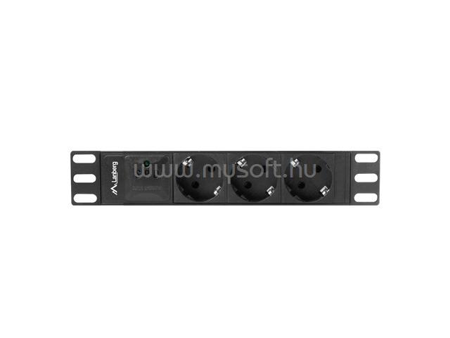 LANBERG PDU-03F-0200-BK (PDU) 10" 1U 16A 3x 230v Schucko 2m fekete