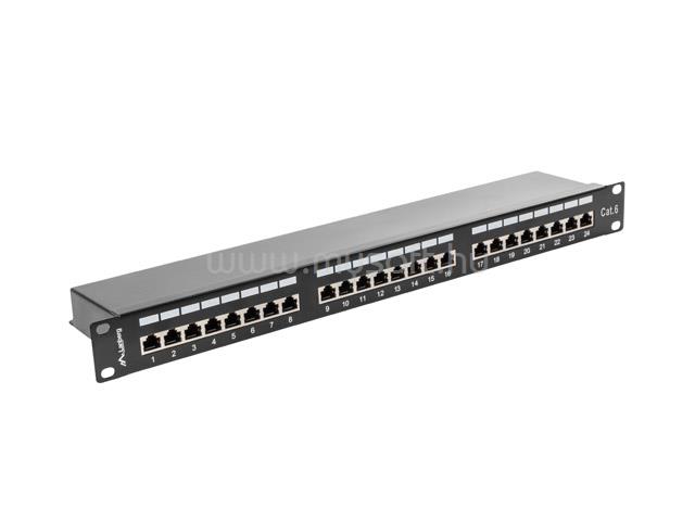 LANBERG PPS6-1024-B 24 portos Cat.6  1U magasságú árnyékolt patch panel 19"