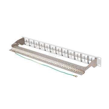 LANBERG Üres patch panel 48 port 1U 19" FTP, árnyékolt, tehermentesítővel, szürke