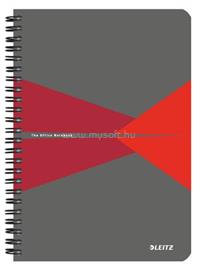 LEITZ Office spirálfüzet, A5, vonalas, 90 lap, laminált karton borító (szürke-piros) LEITZ_44590025 small
