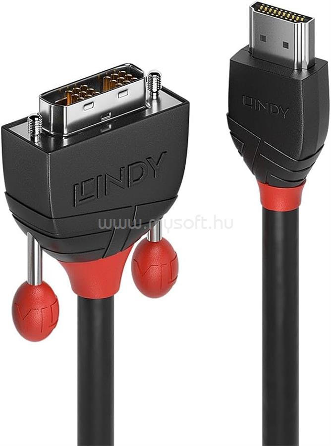 LINDY 2m HDMI to DVI Cable, Black Line