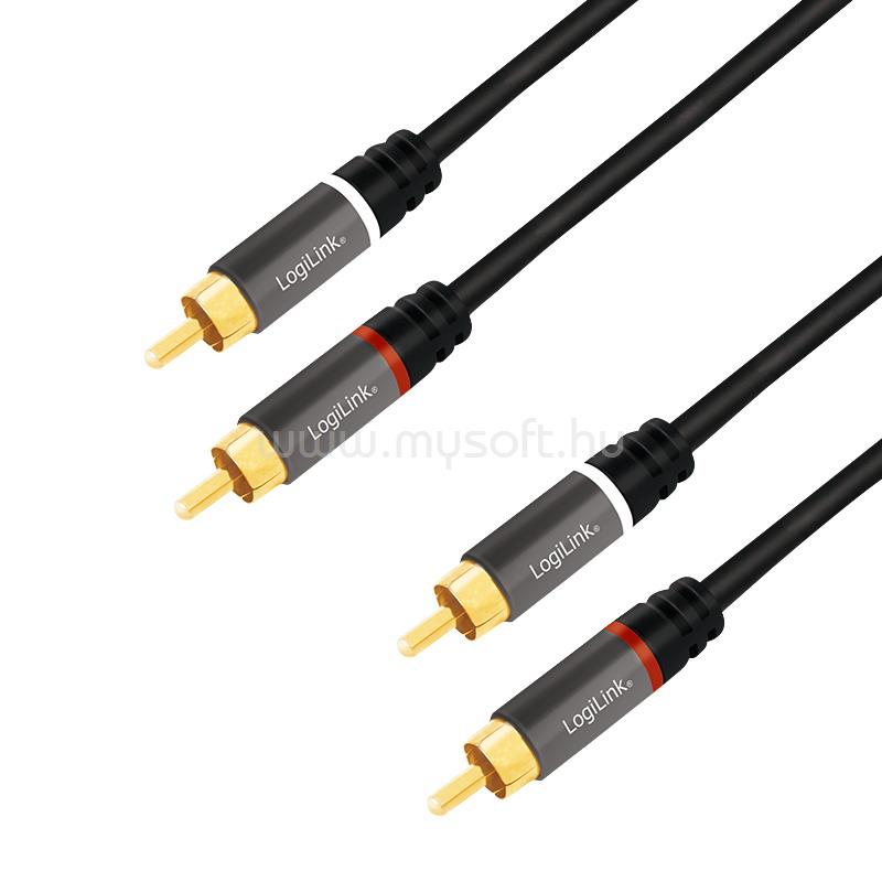 LOGILINK Audiokábel, 2x RCA/M - 2x RCA/M, fém, 1,5 m