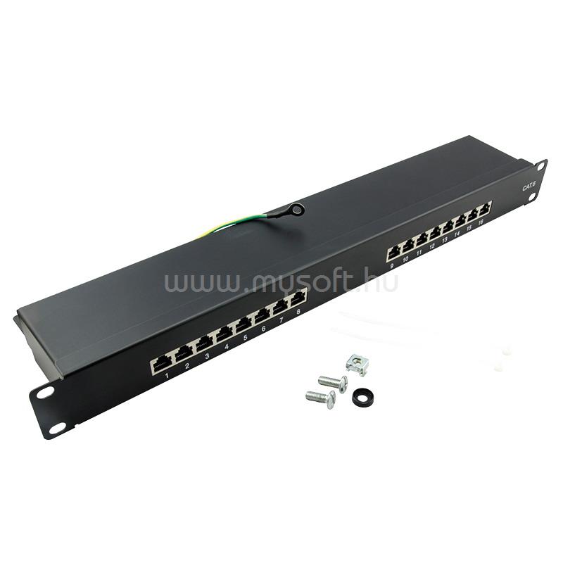 LOGILINK Cat.6 Patch Panel 16-port 19" STP, fekete, EconLine