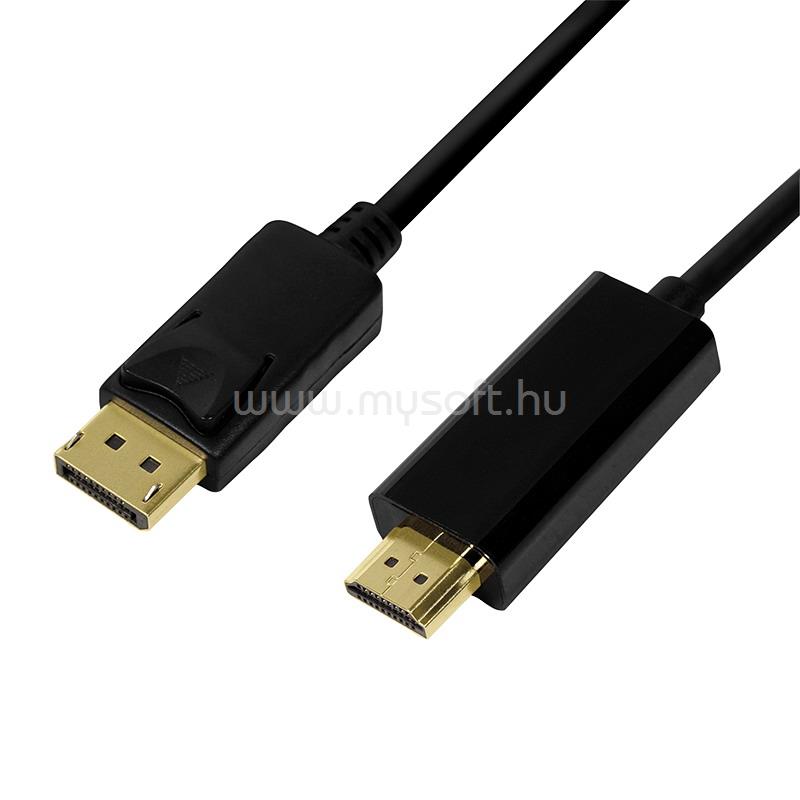 LOGILINK DisplayPort kábel, DP/M-HDMI-A/M, 4K/30 Hz, fekete, 5 m