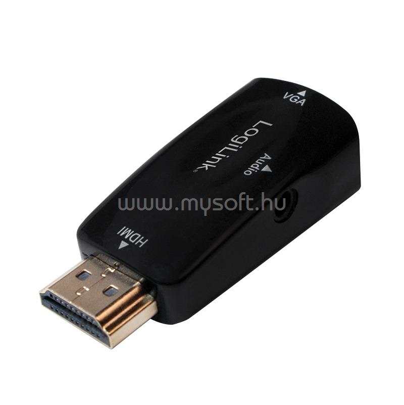 LOGILINK HDMI adapter, A/M - VGA/F + 3,5 mm/F, 1080p, fekete