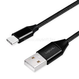 LOGILINK USB 2.0 C-típusú kábel, C/M-USB-A/M, szövet, fekete, 1 m LOGILINK_CU0140 small