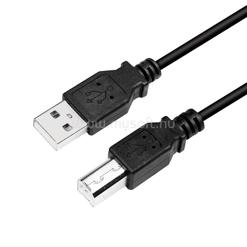 LOGILINK USB 2.0 kábel, USB-A/M - USB-B/M, fekete, 3 m