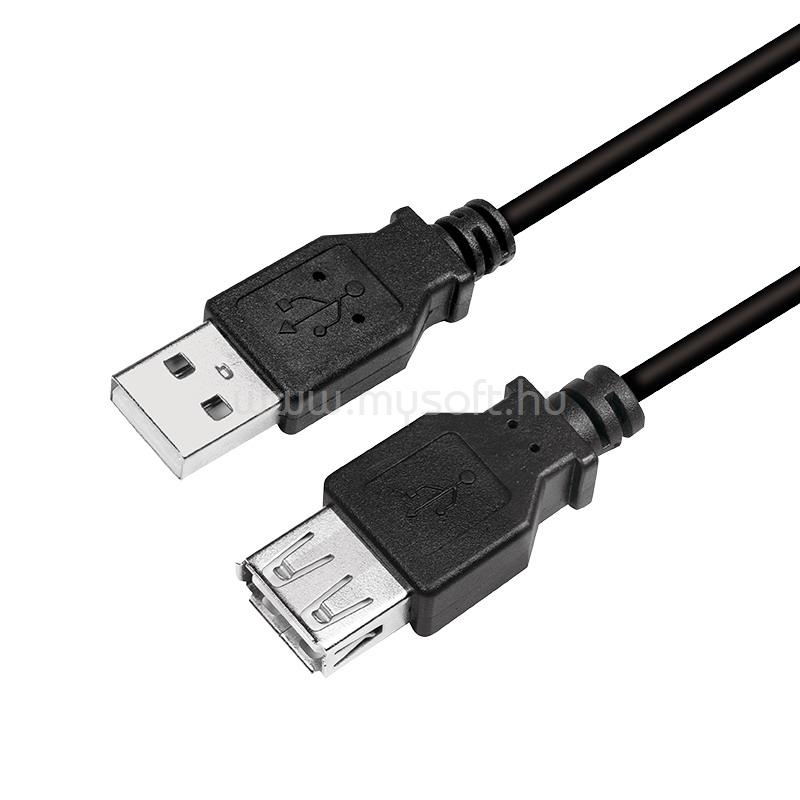 LOGILINK USB 2.0 kábel, USB-A/M-USB-A/F, fekete, 3 m