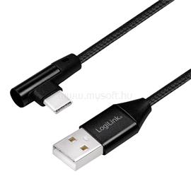 LOGILINK USB 2.0 Type-C kábel, C/M (90 ) USB-A/M-hez, szövet, fekete, 1 m LOGILINK_CU0138 small