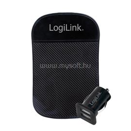 LOGILINK USB 2-port autós töltőkészlet, csúszásgátló szőnyeggel (fekete) LOGILINK_PA0118 small