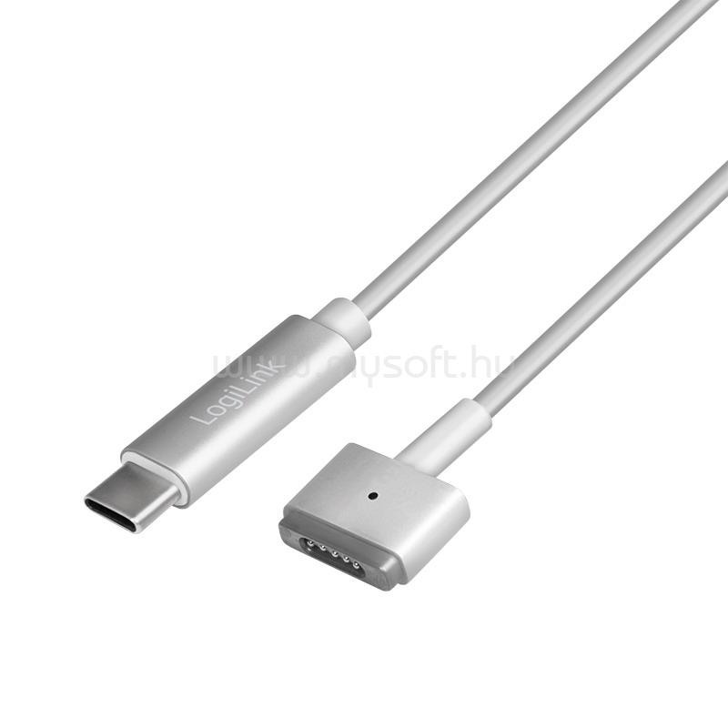 LOGILINK USB 3.2 Gen 1 kábel, USB-C/M - Magsafe2/M, PD, ezüst, 1,8 m