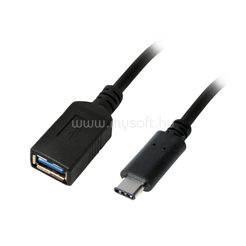 LOGILINK USB 3.2 Gen1 Type-C adapter, C/M-USB-A/F, fekete, 0,15 m