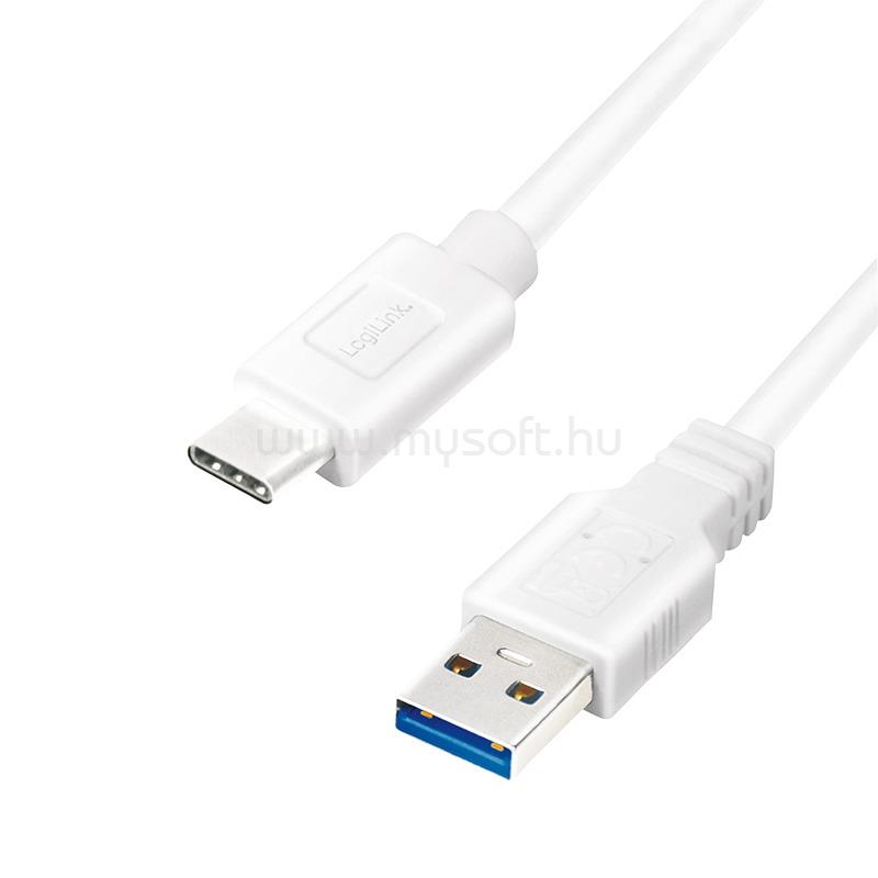 LOGILINK USB 3.2 Gen1 Type-C kábel, C/M-USB-A/M, fehér, 1,5 m
