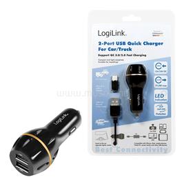 LOGILINK USB autós töltő, 2x USB port QC technológiával, 19,5W LOGILINK_PA0201 small