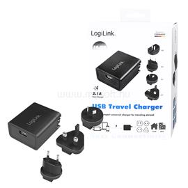 LOGILINK USB-csatlakozós utazó adapter 2,1A gyorstöltéshez, 10,5W LOGILINK_PA0187 small