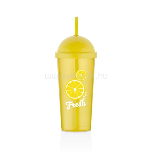 LUXPLASTIC IRIS L-00885 Fresh Lemon pohár szívószállal 700ml