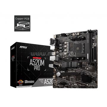 MSI alaplap A520M PRO (AM4, mATX)