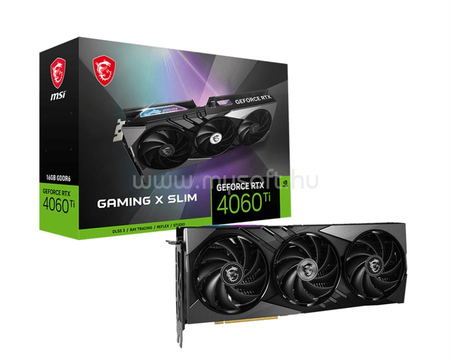 MSI Videokártya nVidia GeForce RTX 4060 Ti GAMING X SLIM 16GB GDDR6