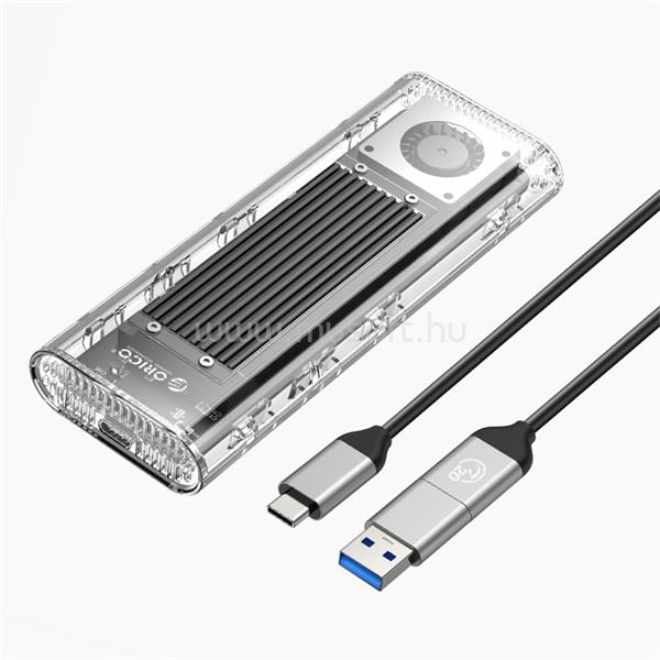 ORICO Külső M.2 ház - TCM2-G20-S (USB-A -> M.2 NVMe(M-key; B&M Key), Max.: 4TB, 20 Gbps, szürke)