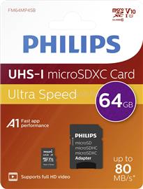 PHILIPS Micro SDHC Memóriakártya 64GB Class 10 UHS-I U1 Adapter PH666868 small