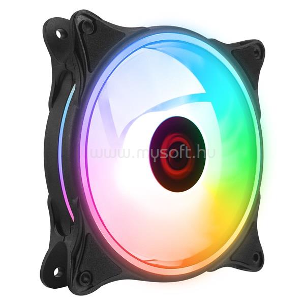 RAMPAGE GLARE F50 12cm ház hűtő ventilátor (64,56 m3/h, ház hűtésre, Rainbow LED, fekete)