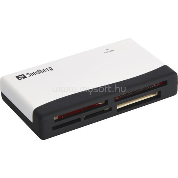 SANDBERG Multi Card Reader kártyaolvasó (fehér-fekete; USB; SD;SDHC;SDXC;XD;MS;CF)