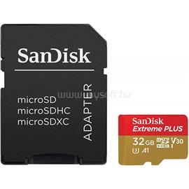 SANDISK EXTREME PLUS MICROSDHC 32GB UHS-I U3 A1 V30 + SD ADAPTER memóriakártya SANDISK_SDSQXBG-032G-GN6MA small