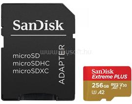 SANDISK EXTREME PLUS MICROSDXC 256GB + SD ADAPTER 200MB/S 140MB/S Class10 UHS-I U3 V30 memóriakártya SANDISK_SDSQXBD-256G-GN6MA small