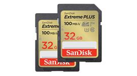 SANDISK EXTREME PLUS SDHC 32GB 2-PACK 100MB/S 60MB/S Class10 UHS-I U3 V30 memóriakártya SANDISK_SDSDXWT-032G-GNCI2 small