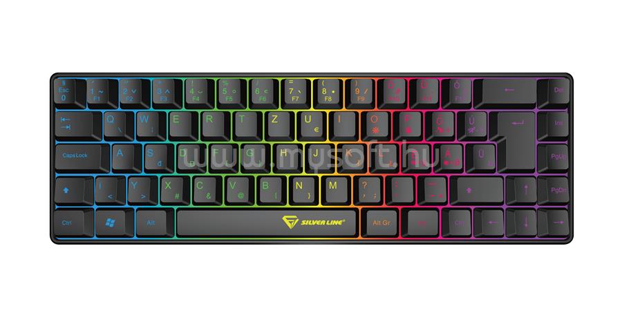 SILVERLINE KB68 gamer RGB vezetékes billentyűzet (magyar, fekete)