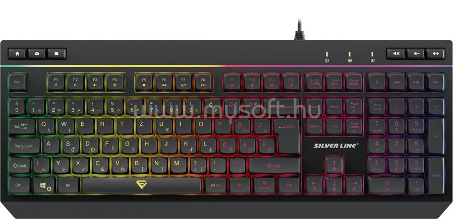 SILVERLINE KB942 gamer RGB vezetékes billentyűzet (magyar, fekete)