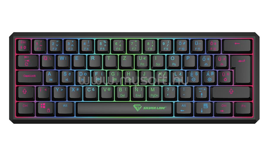 SILVERLINE MK518 mechanikus gamer RGB vezetékes billentyűzet (magyar, fekete)