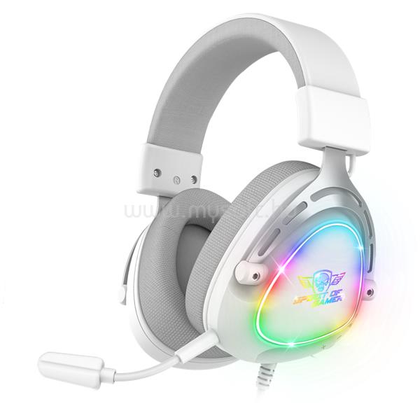 SPIRIT OF GAMER ELITE H40 vezetékes gamer headset (MultiPlatform, RGB, 3.5mm Jack, mikrofon, hangerőszabályzó, nagy-párnás, fehér)