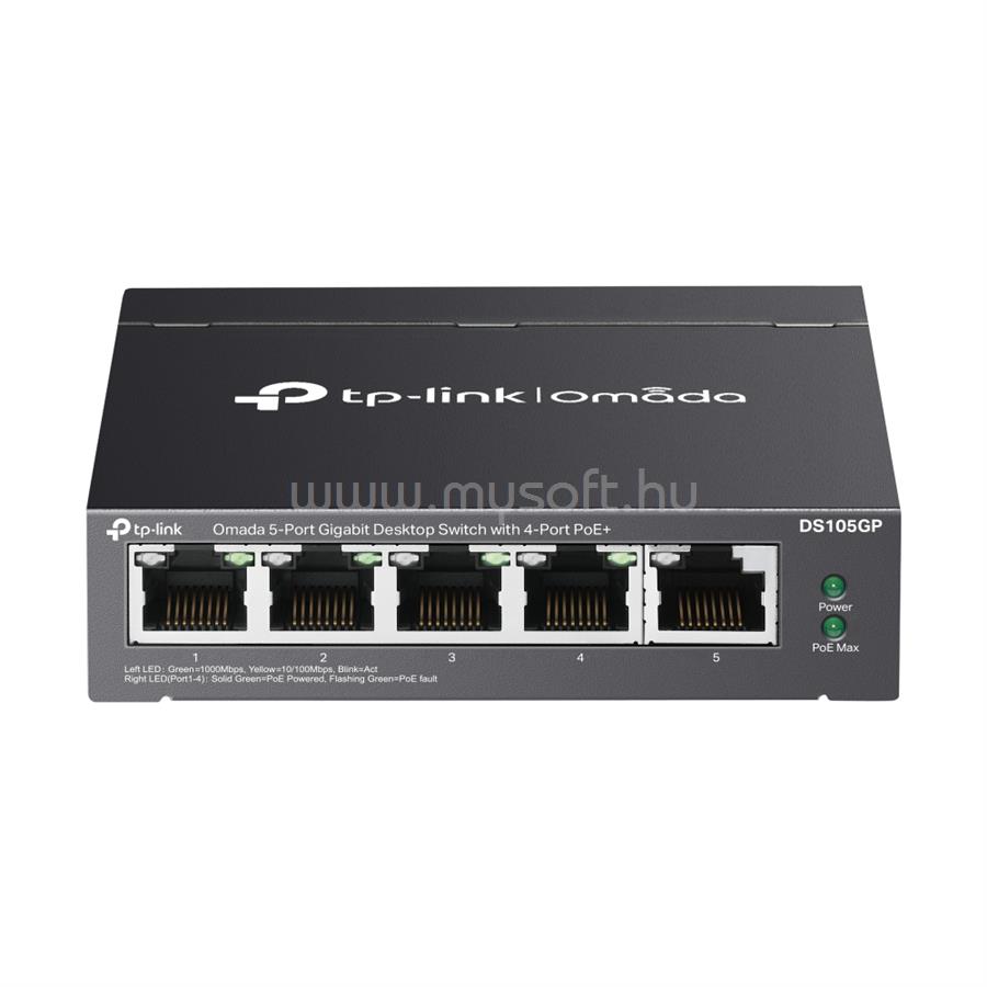 TP-LINK DS105GP Switch 5x1000Mbps(4xPOE) Fémházas (Omada)