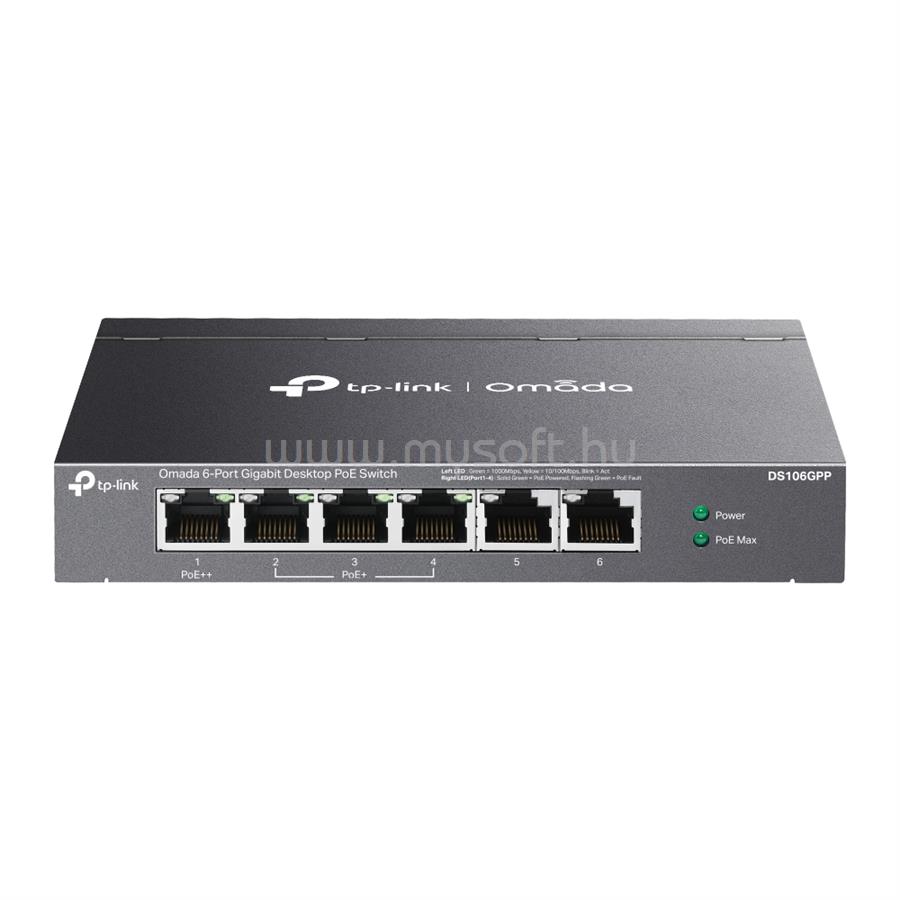 TP-LINK DS106GPP Switch  PoE (6 port 1Gbps; 3x at PoE+ port ; 1x bt PoE++ port; 64W)